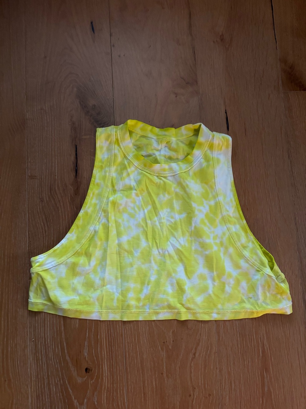 Lululemon Women's Yellow Tie-Dye Cropped Tank Top
